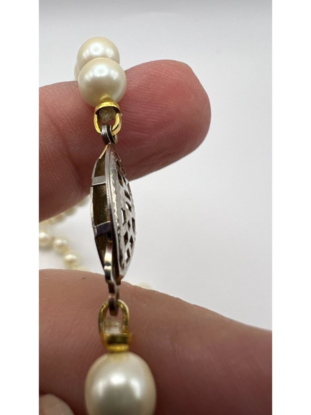 Vintage Double-Strand Faux Pearl Necklace With Gold-Tone Filigree Clasp Timeless - Picture 3 of 4